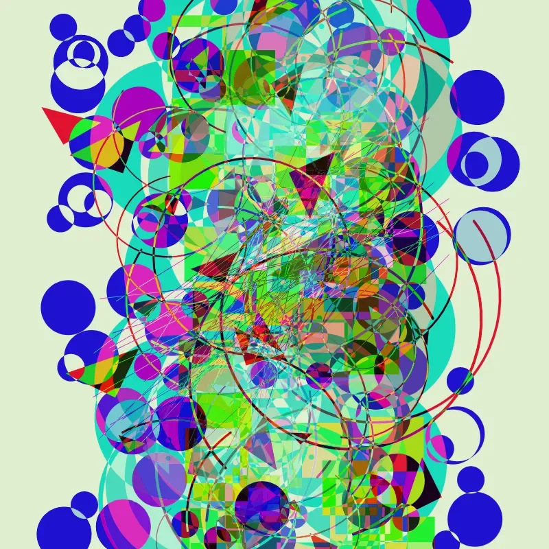 Primitive Vibes — ZYDRON (2021). Generativa, p5.js.